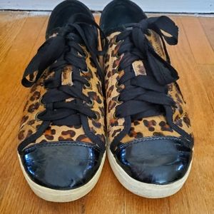 Size 9 DKNY Leopard Print Calf Hair Sneakers